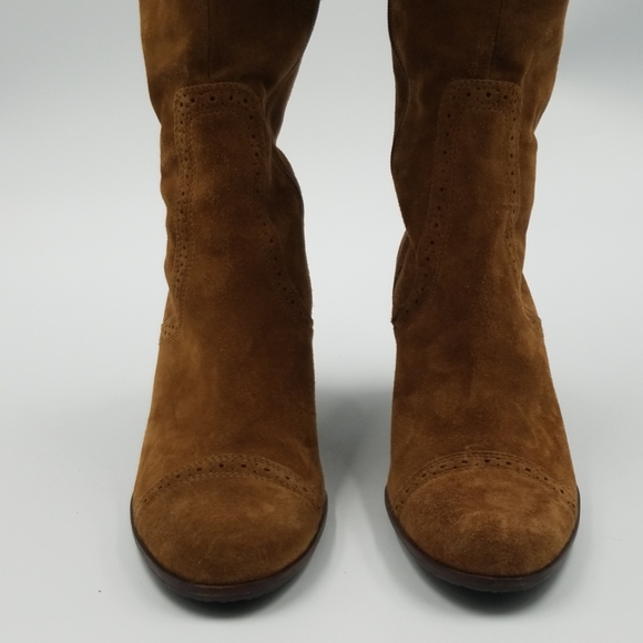 Talbots Brown Heeled Suede Over the Calf Boots - Picture 3 of 8